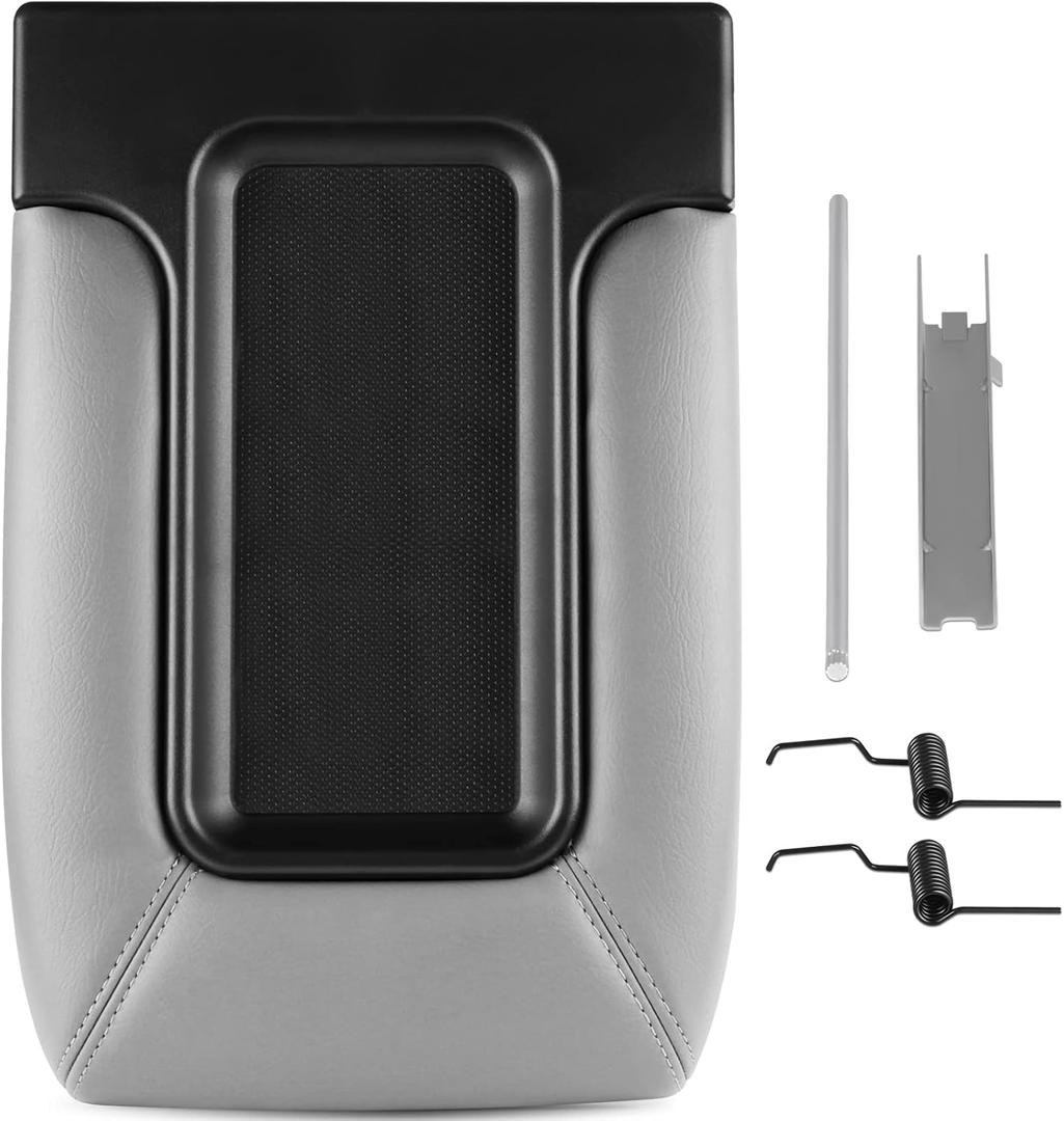 SCITOO Auto Gray Center Console Lid Kit Replacement fit for 2001-2007 for GMC Sierra Silverado