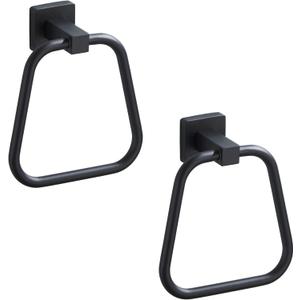 Matte Black Towel Ring for Bathroom 2 Pack, Kitchen Bath Towel Holder Hangers Wall Mount Heavy Duty Stainless Steel