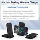 Foldable Wireless Charger Samsung Wireless Charging Station for Galaxy S26 S25 Edge S25 Ultra Plus S24 S23 S22 S21 S20 S10,15W Android Dock Charger Phone Charging Stand for Google Pixel 10 9 8