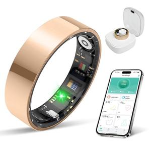 Smart Ring for Men Women, Fitness Tracker with Heart Rate/Blood Pressure/Blood Oxygen Monitor,Sleep Tracker,Pedometer,No Subscription, IP68 Waterproof Health Ring for iPhone&Android (Gold, Size11)
