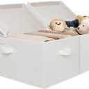 GRANNY SAYS Fabric Storage Bins with Lids, Decorative Storage Boxes, Closet Basket for Shelves, Extra Large Storage Bins for Clothes, Toy Storage Chest, Ivory, 2-Pack