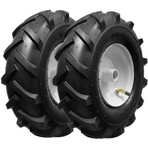 13x5.00-6" Tiller Tire and Wheel, 1 inch Axle Bore, 3-1/8" Centered Hub, Heavy-Duty 4-Ply Super Lug Tread for Garden Tractor Tiller Trencher Replacement, Fits Craftsman & Troy-Bilt, 13x6.00-6"