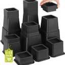 28 PCS Bed Risers 12 Inch Heavy Duty, Adjustable Furniture Risers up to 12 Inch Lift 12 Heights Options 1, 2, 3, 4, 5, 6, 7, 8, 9, 10, 11, 12 Inch for Couch, Sofa, Table Bed Frame Legs Dorm, Black