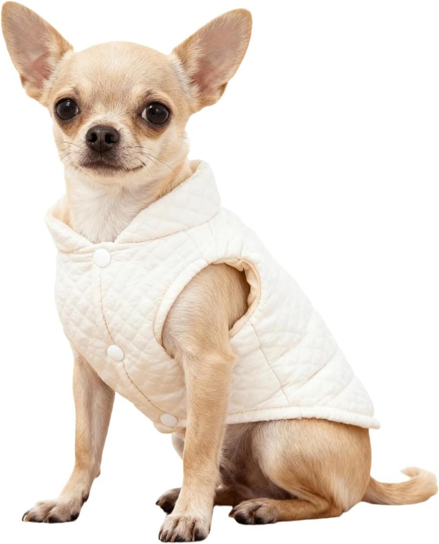 Soft Warm Small Dog Coats Lightweight Pet Dog Winter Jackets for Small Medium Dogs Puppy Cold Weather Coat Pet Clothes, Beige, Medium