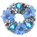 20 Inch Christmas Wreath Winter Eucalyptus Artificial Faux Evergreen Wreath Greenery Decoration for Window Outdoor Outside, Artificial Holiday Farmhouse Modern Wreath for Indoor Decor (Blue)