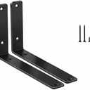 2 Pack - L 8" x H 6" x W1.5, 5mm Thick Black L Shelf Bracket, Iron Shelf Brackets, Metal Shelf Brackets, Floating Shelf, Shelf Supports with Screws