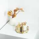 Feyarl Small Gold Glass Perfume Tray Jewelry Trinket Organizer Tray Ornate Vanity Cosmetic Makeup Display Decorative Tray for Home Decor Dresser Tabletop Countertop (7inch)