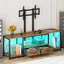 LED TV Stand with Mount and Power Outlet & Fabric Drawers for 32-85 Inches TV - Entertainment Center and Corner Tv Stand for Living Room, Bedroom- 47" Rustic Brown (Max VESA 400mm  600mm