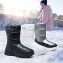 Womens Winter Boots Snow Boots For Women Black Mid Calf Platform Boots Warm Fur Fashion Slip On Boots(White,US10) (White, M)