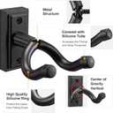 POGOLAB Guitar Wall Mount Hanger 2 Pack, Guitar Wall Hanger Holder Hook Bracket Stand, Guitar Wall Mount, for Acoustic Electric Guitar Bass Ukulele Banjo Mandolin (Black)