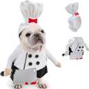 Dog Chef Costume - Halloween Scary Dog Costume with Knife and Hat, Pet Murderer Costumes Killer Cosplay Outfit with Arms, Trimmable Hook & Loop Fastener for Fitting Small Medium Large Dogs
