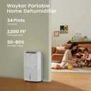 Waykar 2,000 Sq. Ft. 34 Pints 2025 Most Efficient Energy Star Dehumidifier for Basement & Home with Auto or Manual Drainage, 0.62-Gallon Water Tank