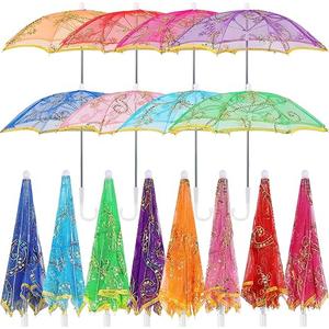 Sanwuta 8 Pcs Sequins Lace Indian Umbrella Handmade Designer Embroidery Retro Boho Pagoda Parasols for Wedding Party Outdoor(Multicolored,20.87 Inches)
