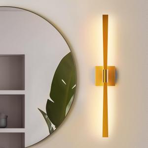 JACKYLED Modern Bathroom Light Fixtures Over Mirror 3 Color Temperatures 2-Head Bathroom Light Bars 360 Swivel 28W LED 1400LM 30-Inch Vanity Lights Hard-Wired 2700K/4000K/6500K, Black & Gold