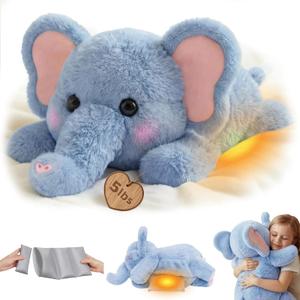Mewaii Weighted Stuffed Animals with Microwavable Heating Pad - 5lb Adjustable, Heatable & Coolable Elephant Plush for Realistic Hug, Removable Inner Pad, Perfect Plush Gift for Kids Adults (23 Inch) (Blue)