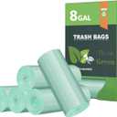 Biodegradable 8 Gallon Trash Bags, AYOTEE Garbage Bags 8 gallon, Compostable Medium Trash Bag, Unscented Leak Proof Bag for Office, Home, Bathroom, Bedroom, Car, Kitchen, Pet(Green)