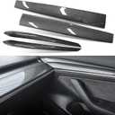 Dashboard Cover Wrap and Front Door Trim Armrest Panel Cover Wrap Compatible with Tesla Model 3(2021-2023) and Model Y(2019-2024) Tesla Interior Cover Trim 4PCS-Gloss Carbon Fiber
