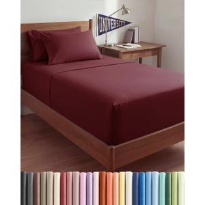 Extra Deep Twin XL Sheet Set - 4 Piece Breathable and Cooling Sheets - Hotel Luxury Bedding for Women, Men, Kids & Teens - Easy Secure Fit - Soft, Wrinkle Free & Comfy - Extra Deep Pockets - Burgundy