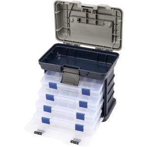 SINJEUN 4 Layers Fishing Tackle Box, Portable Fishing Tackle Storage Box, Fresh Water and Salt Water Tackle Box Kit Organizer for Fishing Accessories, 110 lbs Load Capacity