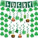 3 x OHOME St Patricks Day Decorations - Hanging Swirls,Banner,Shamrock Garland - Shamrock Decorations St Patty's Day Accessories Party Favors for Home Door Birthday | St. Patrick's Day Decor