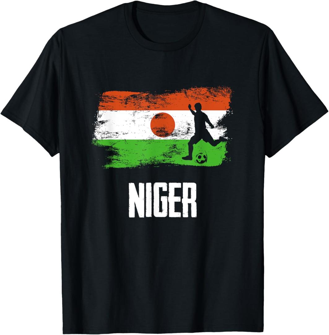 Niger Flag Jersey Nigerien Soccer Team Nigerien T-Shirt (Small, Black)