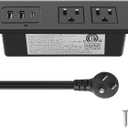 CCCEI Recessed Power Strip with 20W USB C Port, Fast Charging USB A Port Desk Outlet, Furniture Hidden Charging Station for Side Table, End Table, with 6FT 45 Degree Flat Plug Extension Cord, Black
