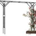 Supersize Flattop Garden Arch for Wedding, 140.7" L x 106" H Garden Trellis Arch, Garden Arch Arbor Trellis for Climbing Plants Outdoor, Galvanized Steel Pipe Coated with Plastic, Black