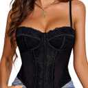 Avidlove Corset Tops for Women Lace Bustier Top Underwire Sexy Halloween Exotic Slim Fit Bralette (Medium, Black)