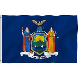 ANLEY Fly Breeze 3x5 Foot New York State Flag - Vivid Color and Fade Proof - Canvas Header and Double Stitched - New Yorker NY Flags Polyester with Brass Grommets 3 X 5 Ft