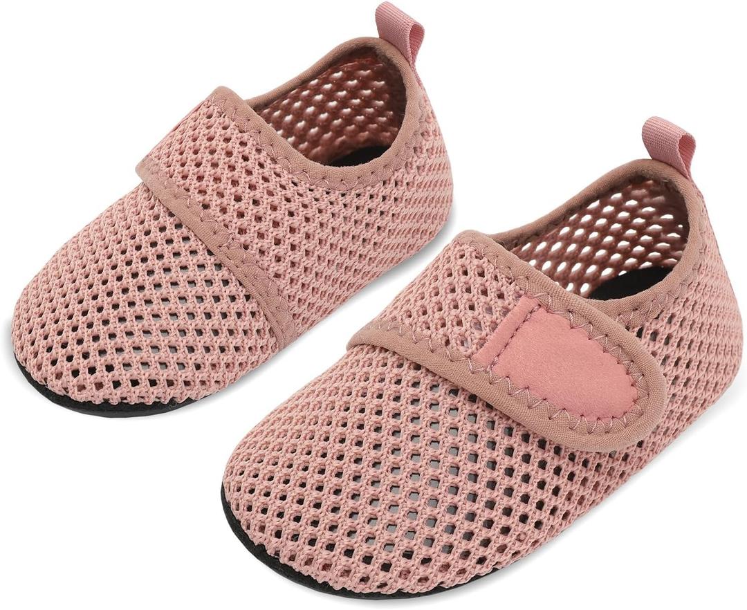 JIASUQI Baby Boys and Girls Barefoot Swim Water Skin Shoes Aqua Socks for Beach Swim Pool (18-24 Months Infant, Nu Pink)