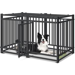 40 inch Large Dog Crate Indoor,Steel Tube Heavy Duty Dog Crate,Dog Playpen with Top,Dog Cage Kennel Indoor Outdoor,Upgraded Door Lock/Oval Tube Insertion Welded/Panel Connection Methods