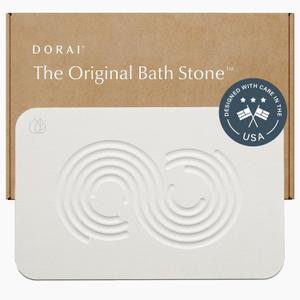 Dorai Home Bath Stone Mat 23.6"x15.4"  Quick-Dry, Non-Slip Diatomite Stone Bath Mat for Bathroom, Zen Sandstone