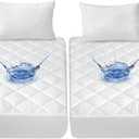 Split California King Mattress Protector Pad for Adjustable Beds, Absorbent Quilted Mattress Pad Topper Cover, Fitted Mattress Protector, Down Alternative Filling Mattress Cover Waterproof