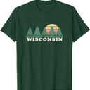 Wisconsin WI T-Shirt Vintage Graphic Tee Retro 70s Design T-Shirt, Green, Large