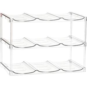 Stackable Water Bottle Storage Rack, Holds Large Diameter Insulated Cups for Kitchen Cabinet Storage(3 Tier - Hold 9)