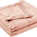 Madison Park Windom Down Alternative Blanket, Premium 3M Scotchgard Moisture Wicking Treatment, Lightweight and Soft Bed Cover For All Season, Satin Trim, Blush Twin