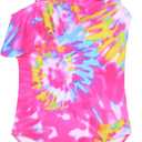 Snowheart Girls Swimsuit Adjustable Shoulder Strap UPF50+ One-Shoulder Ruffle Bathing Suit 3-12T (Pink Graffiti)