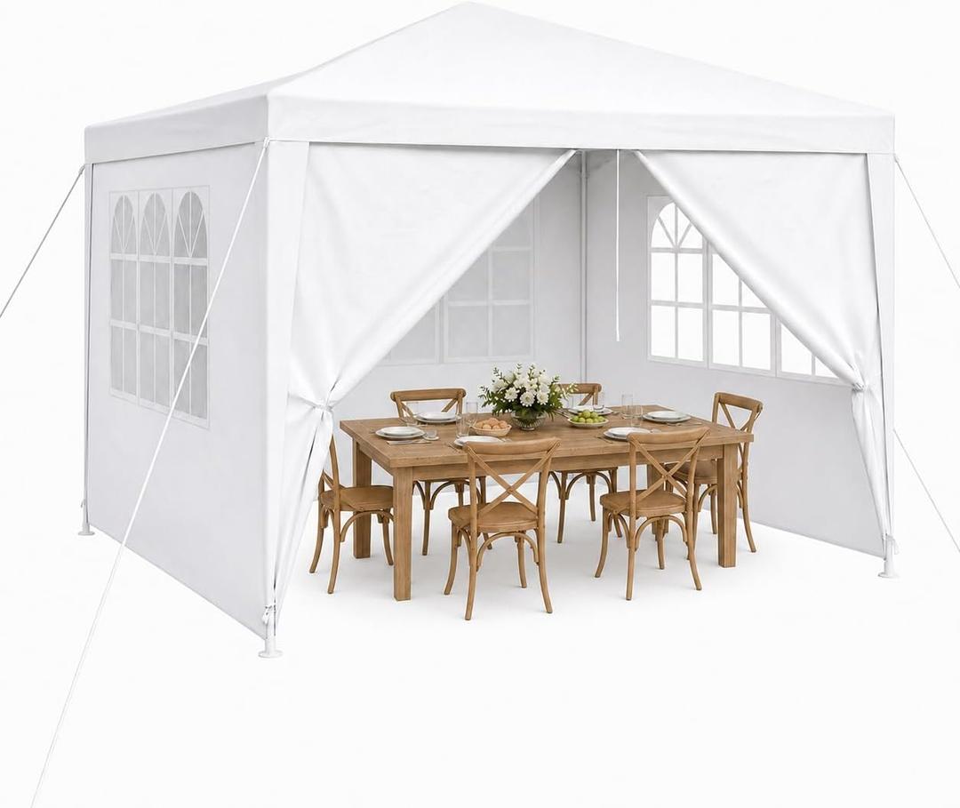 10x10 Outdoor Canopy Tent with Removable Sidewalls for Parties (Not Pop Up)