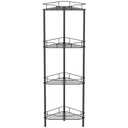 HuggieGems 4 Tier Floor Standing Corner Shower Caddy Organizer Shelf with Hooks, Bathroom Shelves Stand Rack, Black