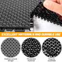 Huwena 100 Pack Rubber Floor Tiles Interlocking Tiles Drainage Mat 10" x 10" Rubber Deck Non Slip Modular Interlocking Cushion Pool Deck Mat for Garage Patio Greenhouse Outdoor Indoor Black