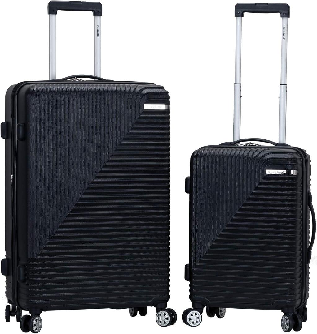 Rockland Star Trail Hardside Spinner Wheel Luggage, Black, 2-Piece Set (20/28)