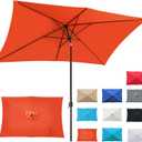 Blissun 10' Rectangular Patio Umbrella Outdoor Market Table Umbrella with Push Button Tilt and Crank, Orange