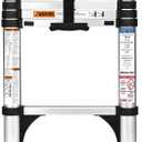 Soctone Telescoping Ladder, 6.5 FT Button Retraction Aluminum Extension Ladder with 2 Triangle Stabilizers, Multi-Purpose Ladder with Slow Down Design, 330lbs Max Capacity for House Daily Life