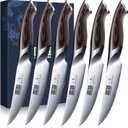 HOSHANHO Steak Knives Set of 6, Ultra Sharp 4.5 Inch Serrated Steak Knife Set, Japanese High Carbon Steel Kitchen Steak Knives with Ergonomic Handle