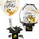 UQM Upgraded Birthday Money Box for Cash Gift Pull, Funny Pull Money Balloon Box Happy Birthday Surprise Set, Birthday Gifts for Women Men Best Friend Girlfriend Wife Sister (White & Gold Glitter)