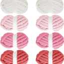 MABOZOO Assorted Chunky Yarn for Crocheting, Fluffy Chenille, Soft Plush, Giant Thick Yarn - Red Multi (31.7 yds, 8 oz Each Skein)