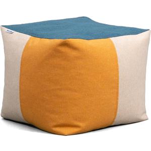 Big Joe Square Ottoman Weatherproof Bean Bag Footrest, Sunset Block Intertwist, Weather Resistant UV-Protected Fabric, 2 feet