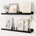 Dreamland Picture Ledge Shelf for Wall, Floating Shelves Set of 2, 24 Inch Long Floating Shelves with Lip for Living Room, Bedroom, Bathroom, Kitchen, Black