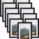 Rempry 5X7 Picture Frames Set of 11, Black 5x7 Photo Frames without Mat or Displays 4X6 Picture with Mat, Wall Mount or Tabletop Display for Home, Office