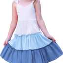 FYMNSI Toddler Little Girls Rainbow Twirly Skater Dress Baby Kids Back to School Dress Summer Casual Tea Party Beach Sundress